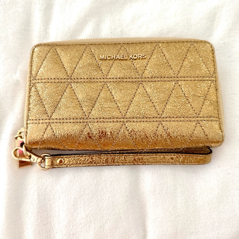 Michael Kors Metallic Gold Wristlet Wallet – Like New
